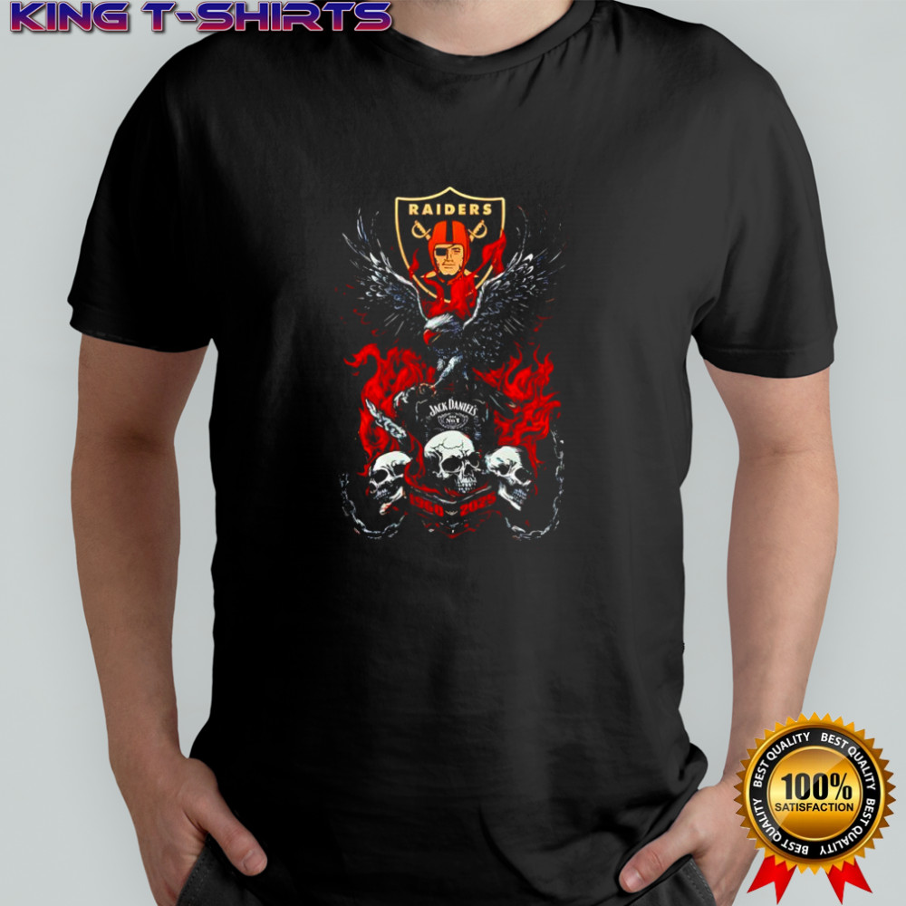 Jack Daniel’s whiskey brand vs Las Vegas Raiders 1960 2025 custom skull eagles logo shirt