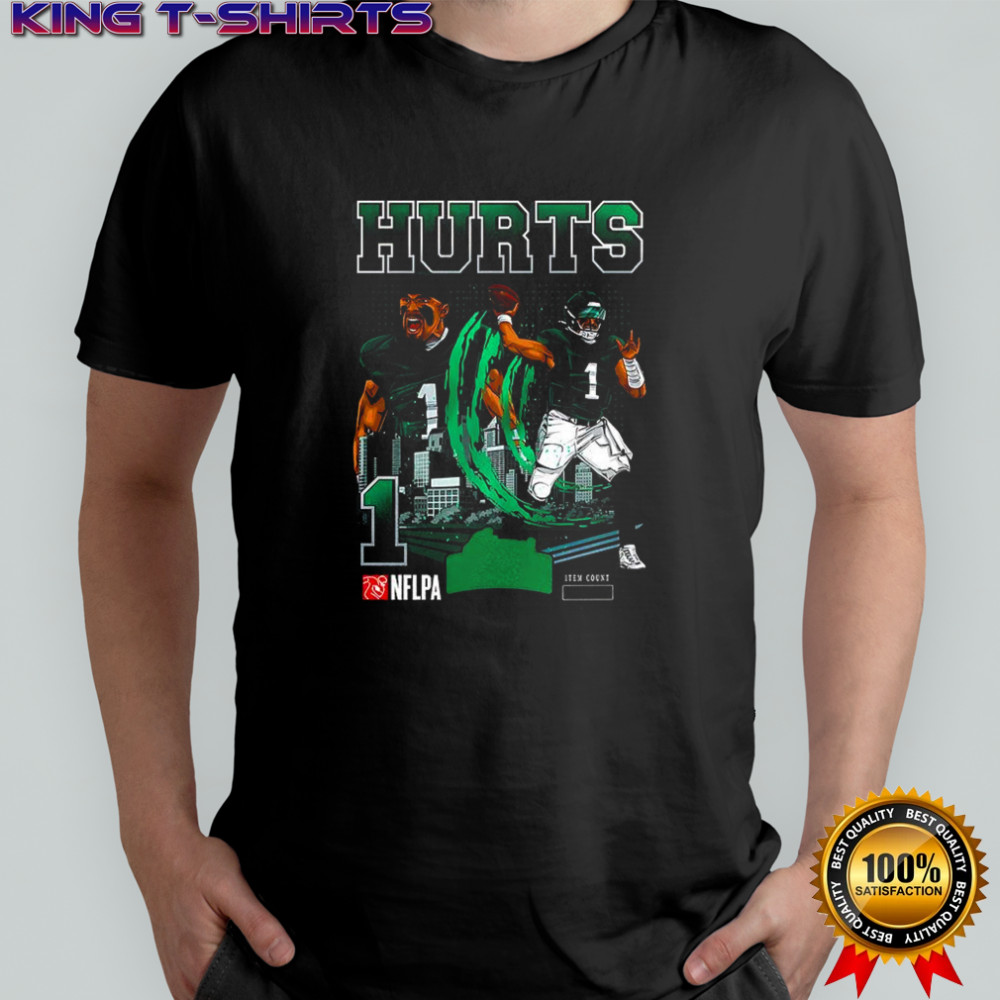 Jalen Hurt Philadelphia Eagles football number 1 skyline shirt