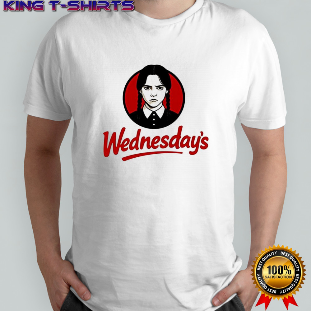 Jenna Ortega Wednesday’s Wendy logo shirt