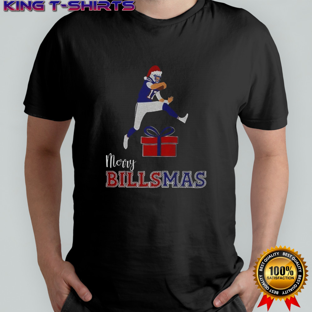 Josh Allen Santa hat hurdle Happy Go Bills Buffalo Bills NFL Football Merry Billsmas Christmas shirt
