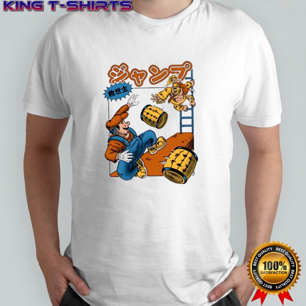 Jumping Savior cartoon funny T-shirts
