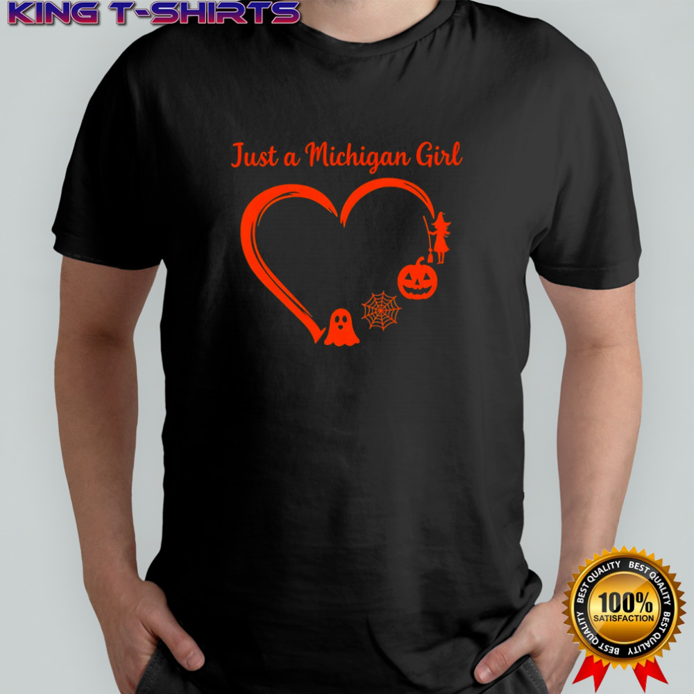 Just a Michigan Girl heart halloween shirt