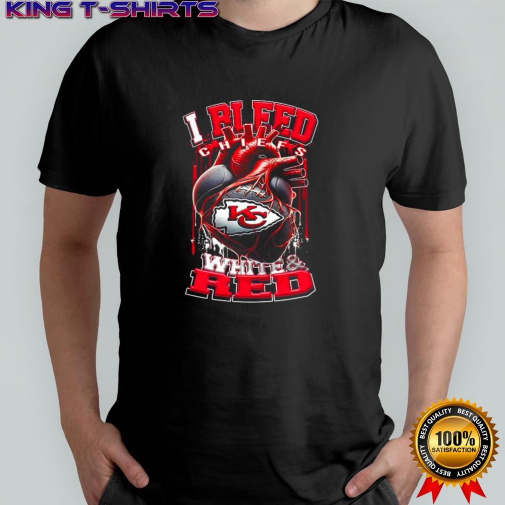 Kansas City Chiefs NFL I bleed Chiefs white and red heart football lovers shirt