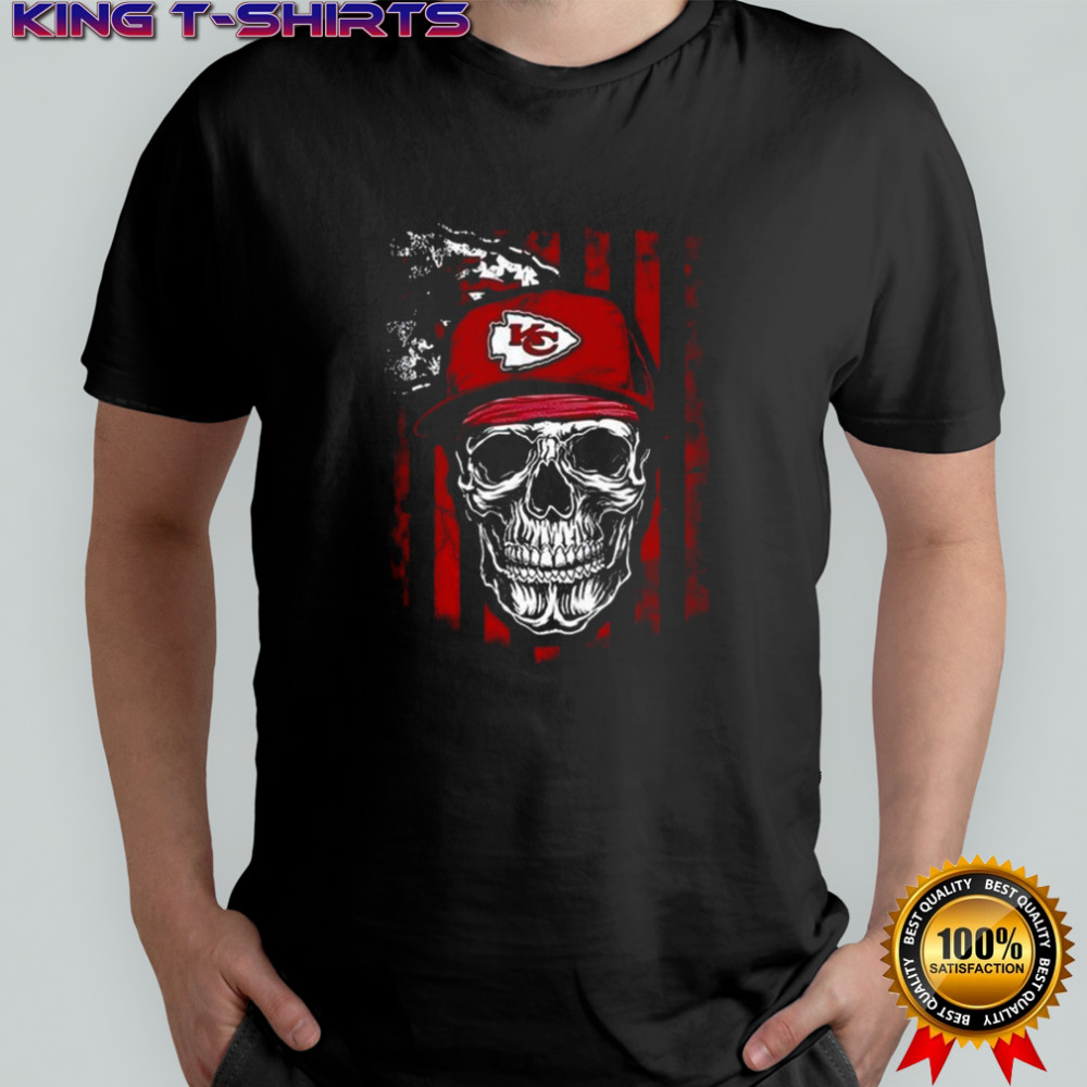 Kansas City Chiefs NFL Skull American Flag Football Lover T-Shirt