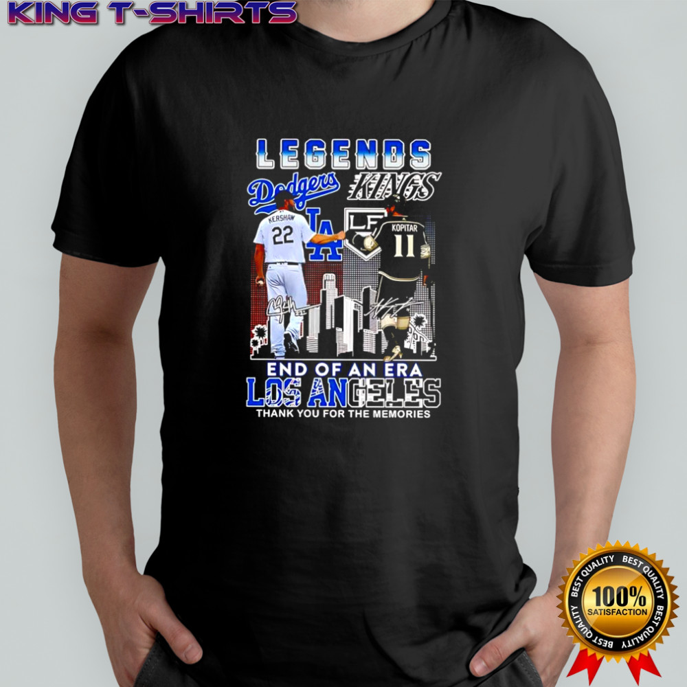 Legends of the Clayton Kershaw LA Dodgers & Anže Kopitar LA Kings end of an era shirt