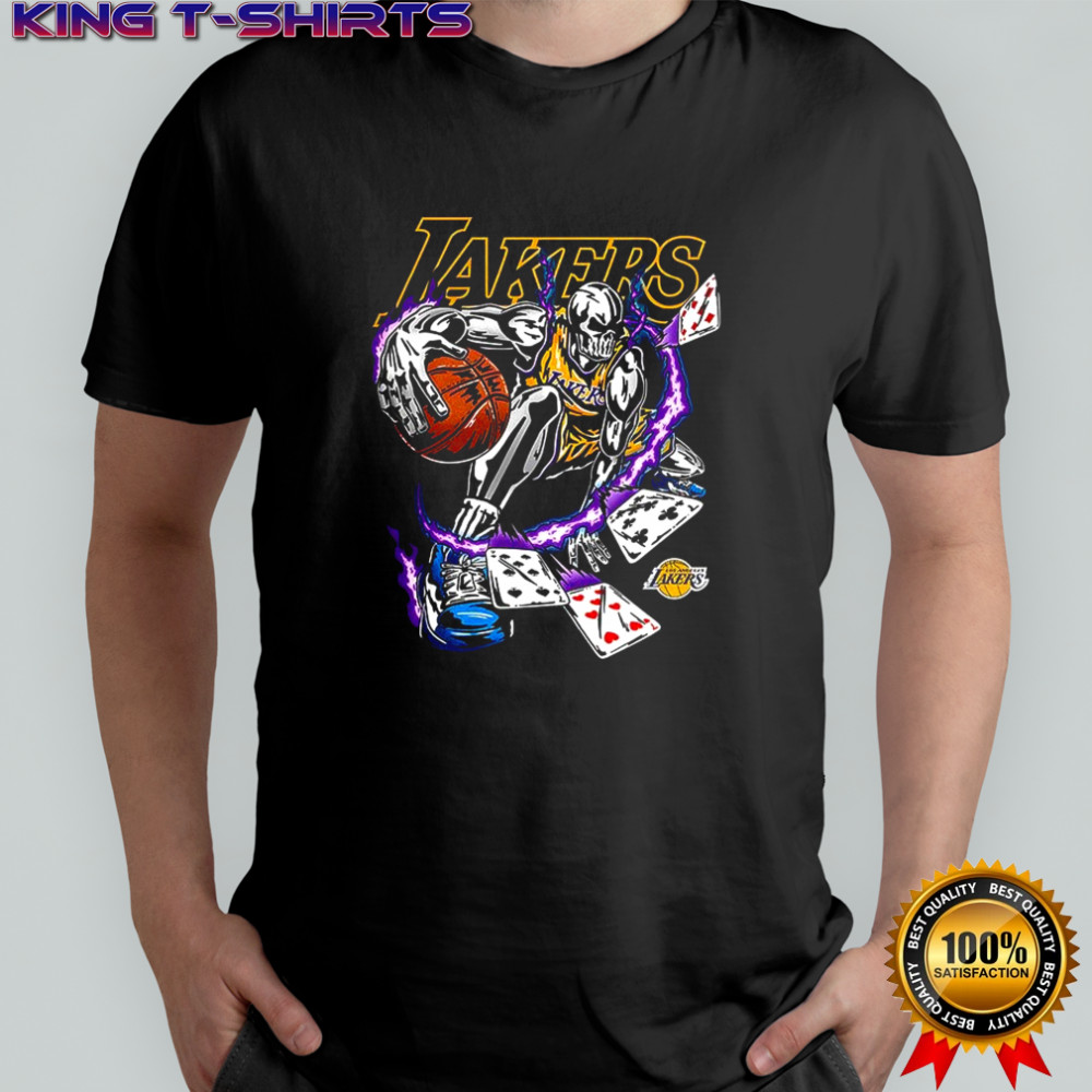 Los Angeles Lakers basketball Skeleton and cards Halloween shirt