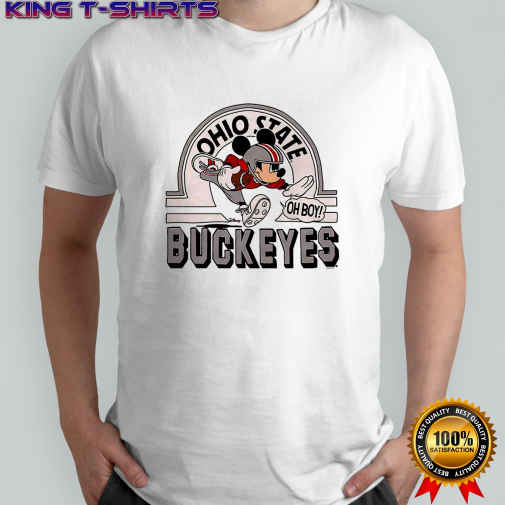 Mickey Mouse Disney x Ohio State Buckeyes football logo shirt
