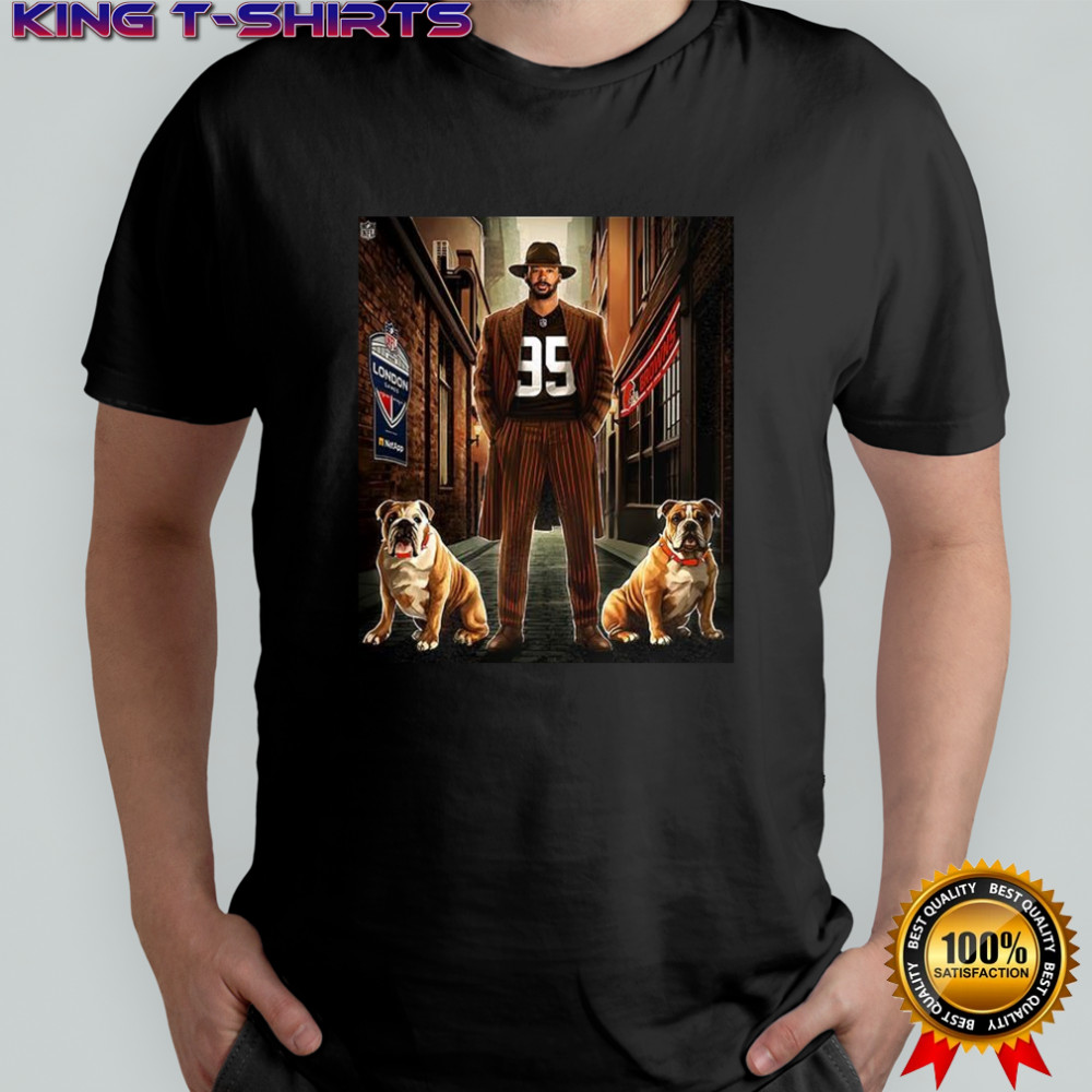 Myles Garrett Cleveland Browns football gameday in London Bull Dog shirt