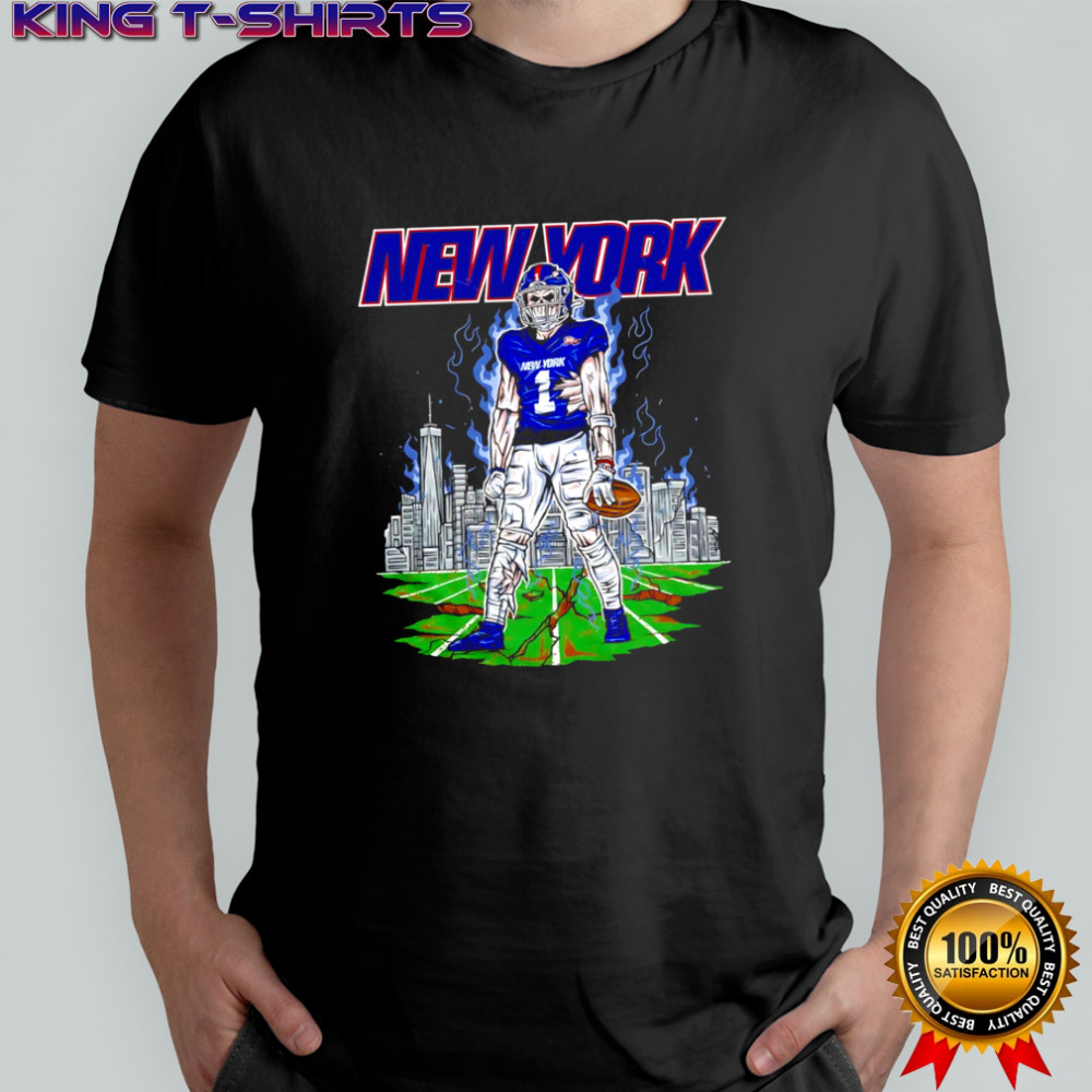 New York Undead Football Player Skull Skyline Zombie American shirt