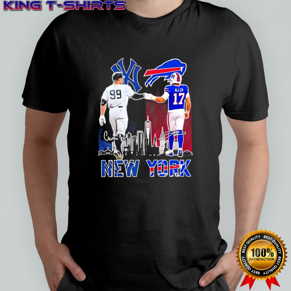 New York Yankees Aaron Judge & Buffalo Bills Josh Allen featuring signatures shirt