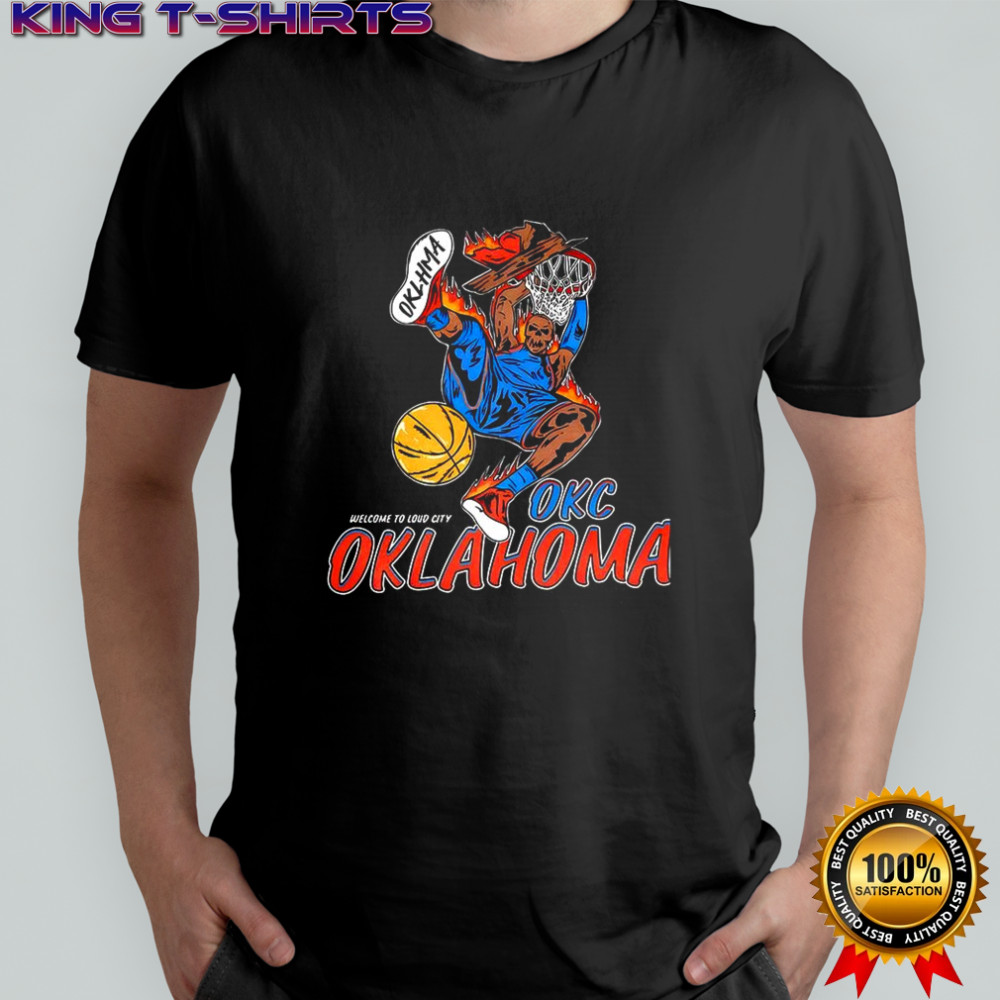 Oklahoma City Thunder NBA welcome to Oklahoma skeleton dunk shirt