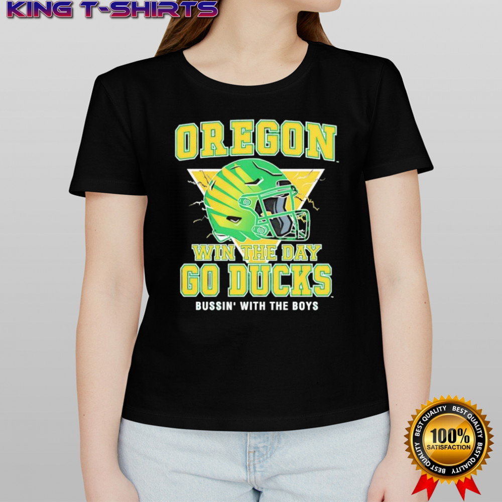 Oregon Ducks Win The Day Go Ducks Bussin’ with the boy helmet logo shirt