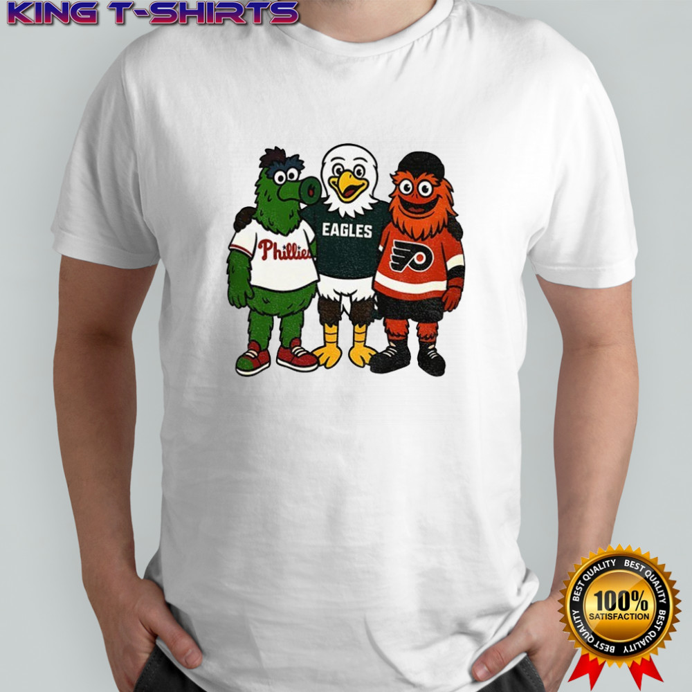 Phillie Phanatic Swoop and Gritty Philadelphia Phillies Eagles Flyers shirt