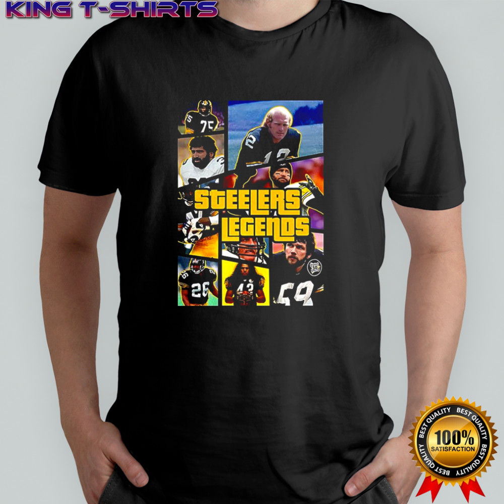 Pittsburgh Steelers football Pictures of legendary players collaged in GTA style shirt