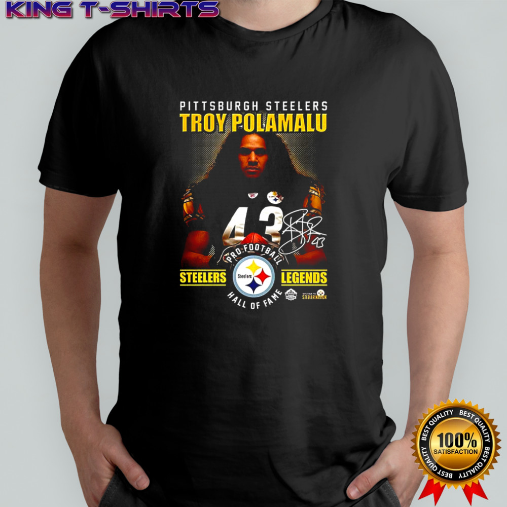 Pittsburgh Steelers football Troy Polamalu Hall of fame signature shirt