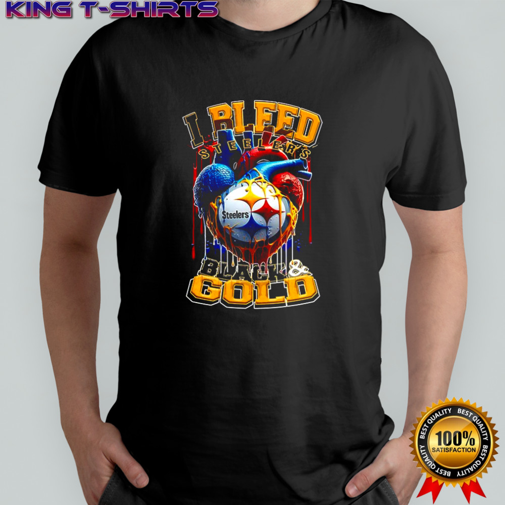 Pittsburgh Steelers NFL I bleed Steelers black and gold heart football lovers shirt