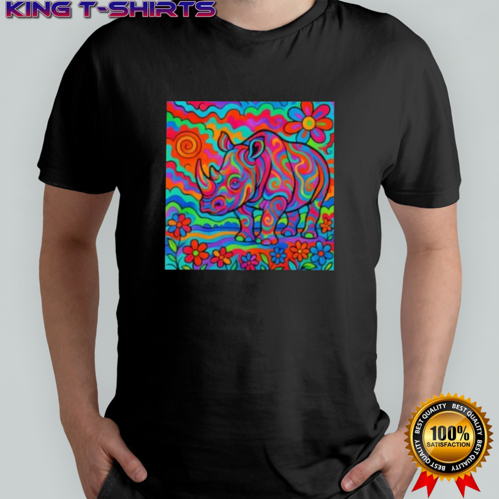 Rainbow Rhino Art Style shirt