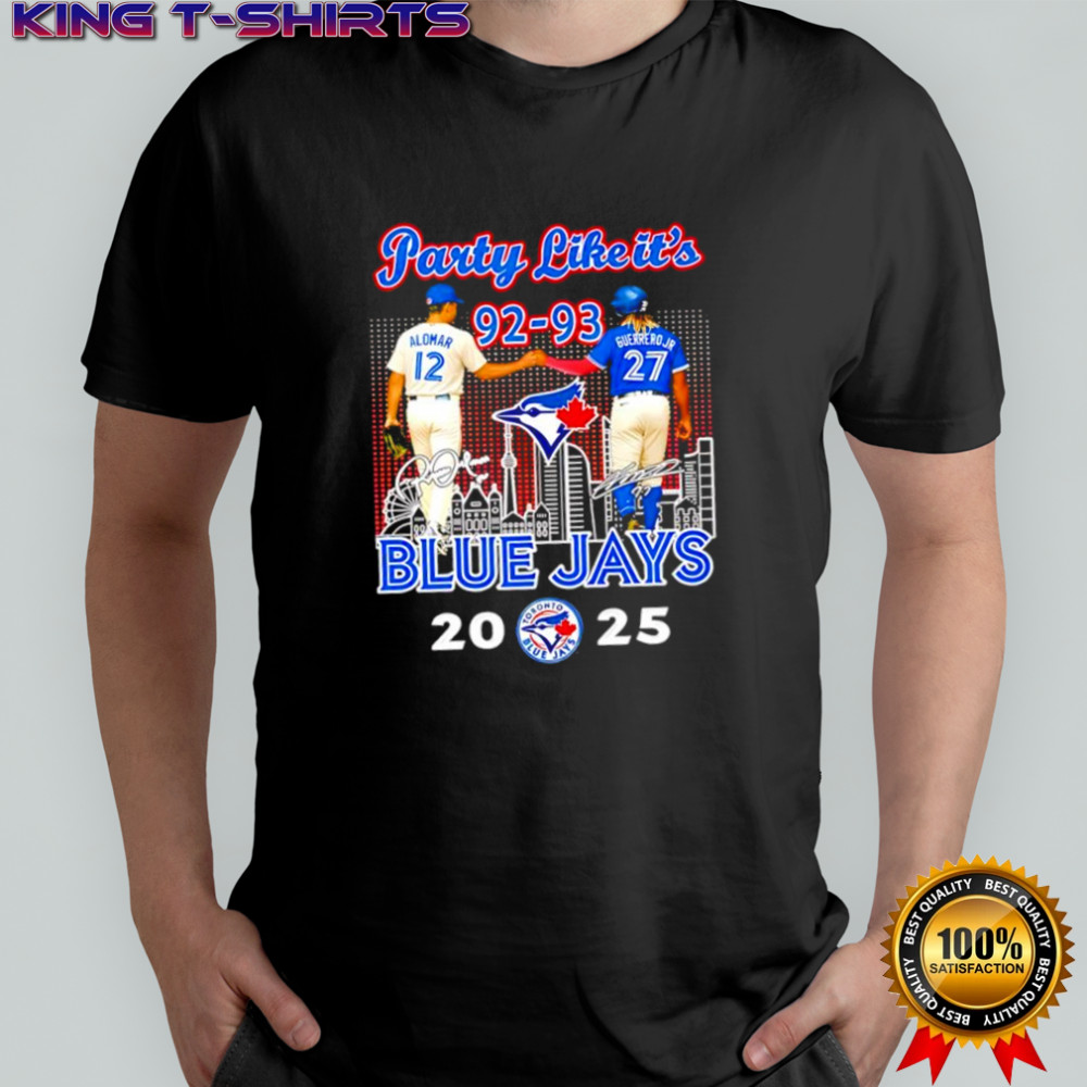 Roberto Alomar & Vladimir Guerrero Jr. Toronto Blue Jays party like it’s 92 93 signatures players shirt