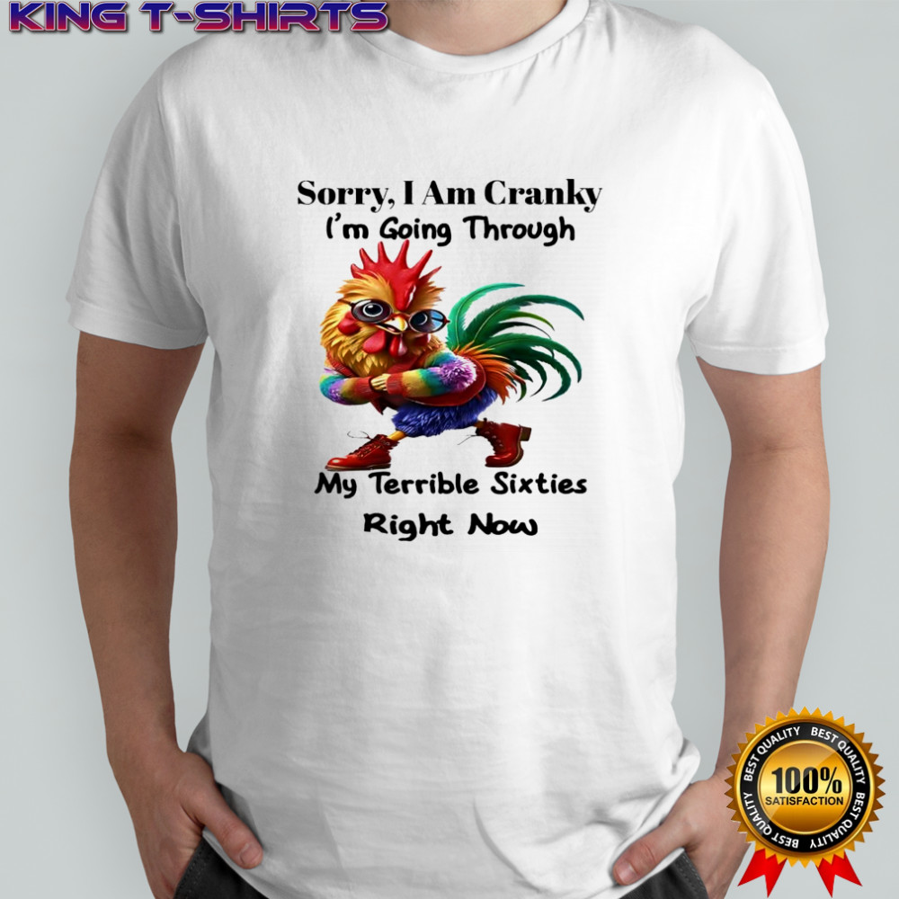 Rooster sorry i am cranky i’m going through my terrible sixties right now shirt