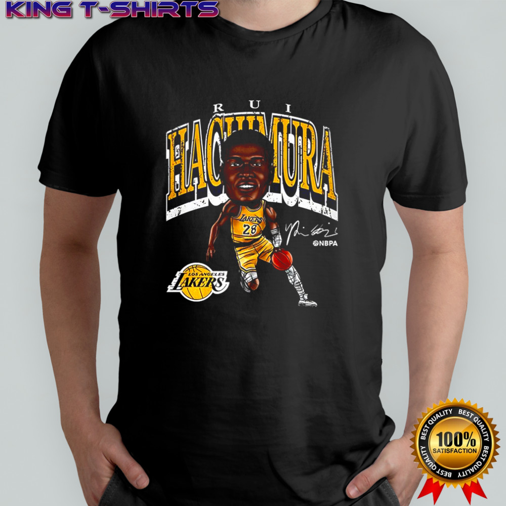 Rui Hachimura Los Angeles Lakers basketball cartoon signature shirt