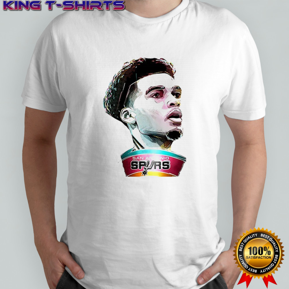 San Antonio Spurs Victor Wembanyama cartoon illustration portrait Double-Sided T-shirt