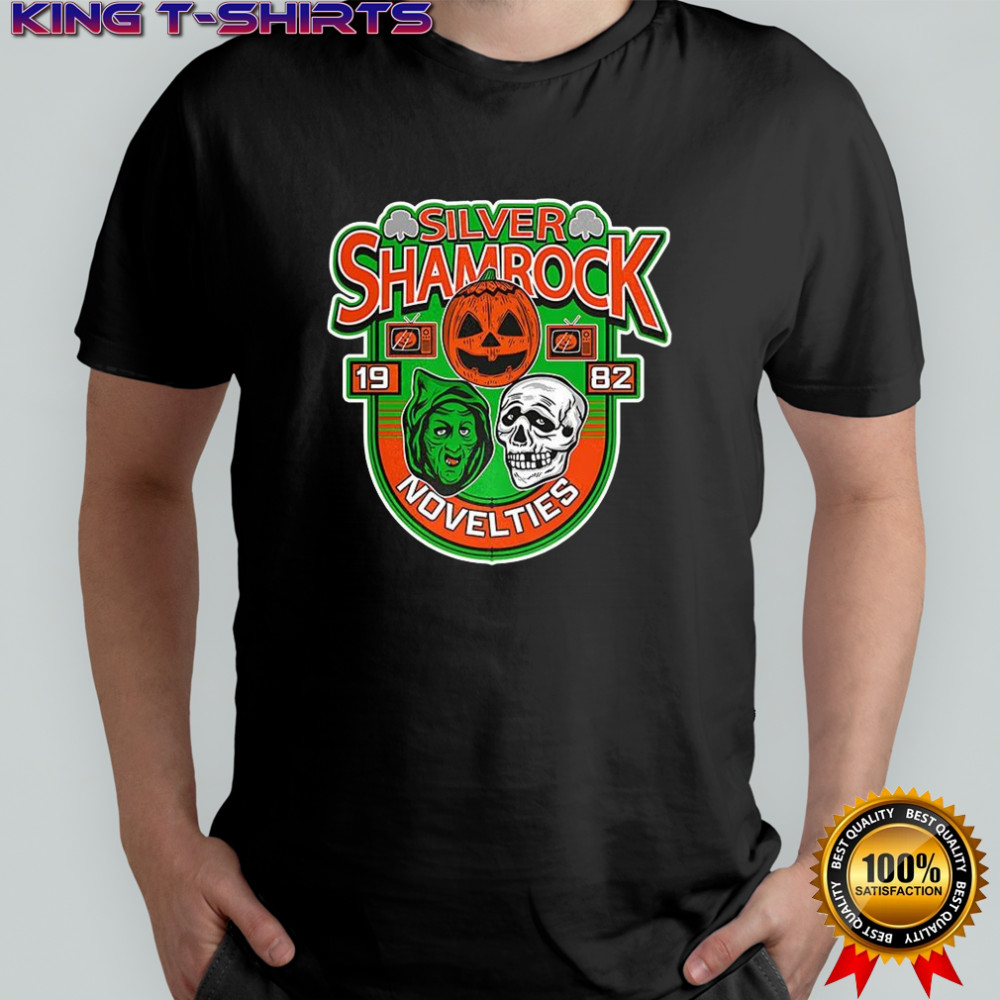Silver Shamrock novelties est 1982 logo Skull pumpkin witch Halloween shirt