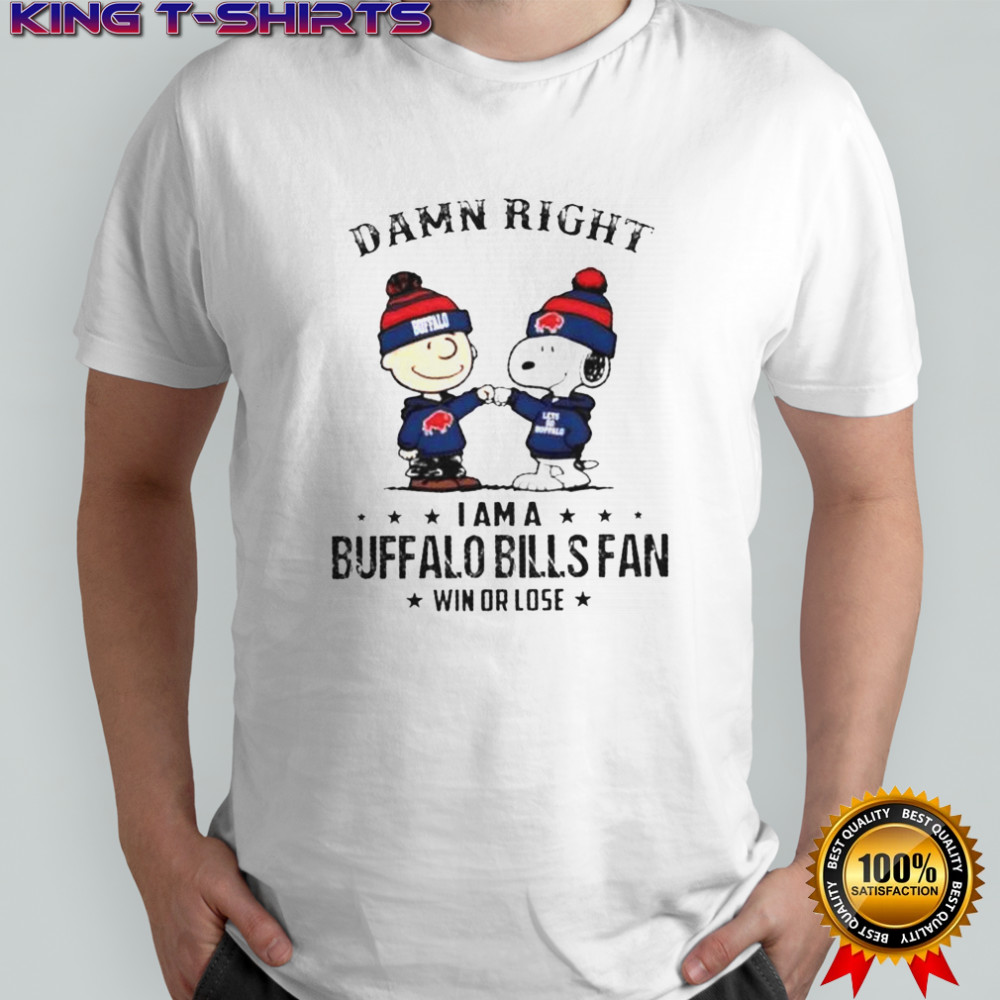Snoopy And Charlie Brown Damn Right I Am A Buffalo Bills Fan Win Or Lose T-Shirt