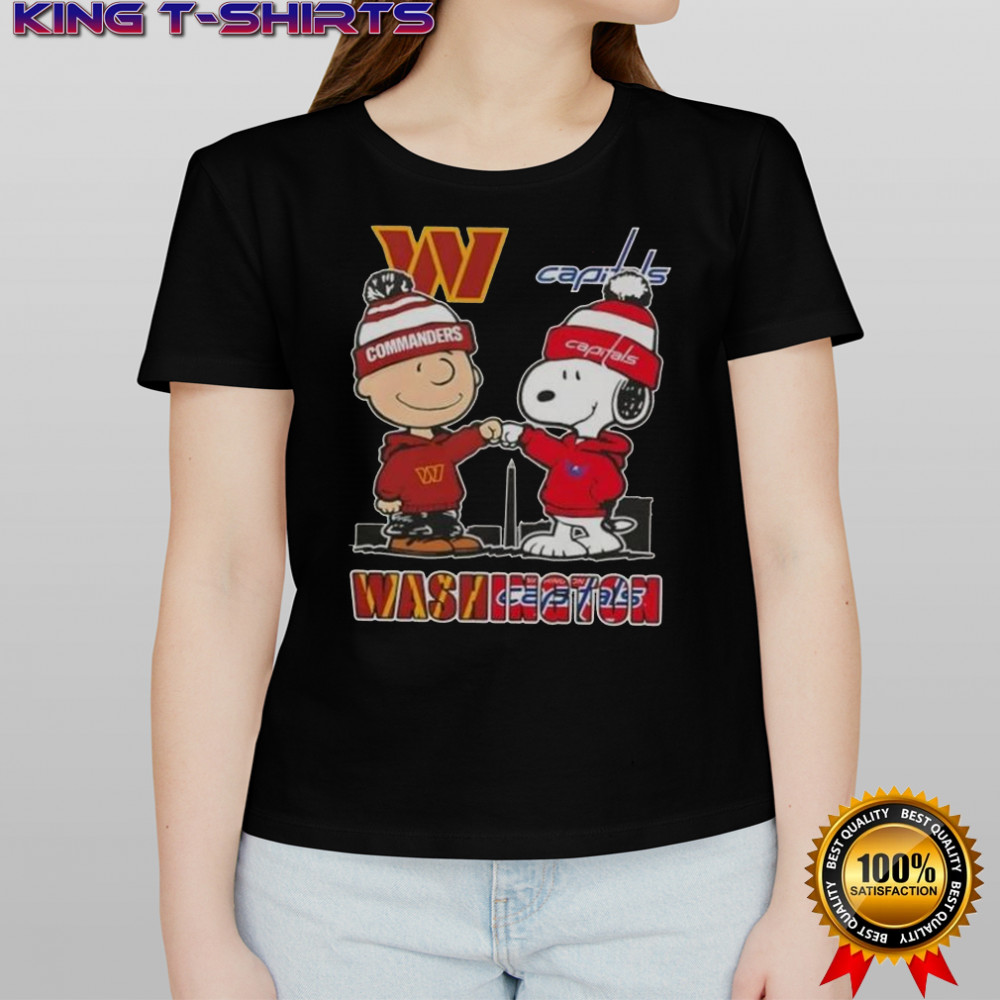 Snoopy And Charlie Brown Washington Sports Commanders X Capitals Skyline T-Shirt