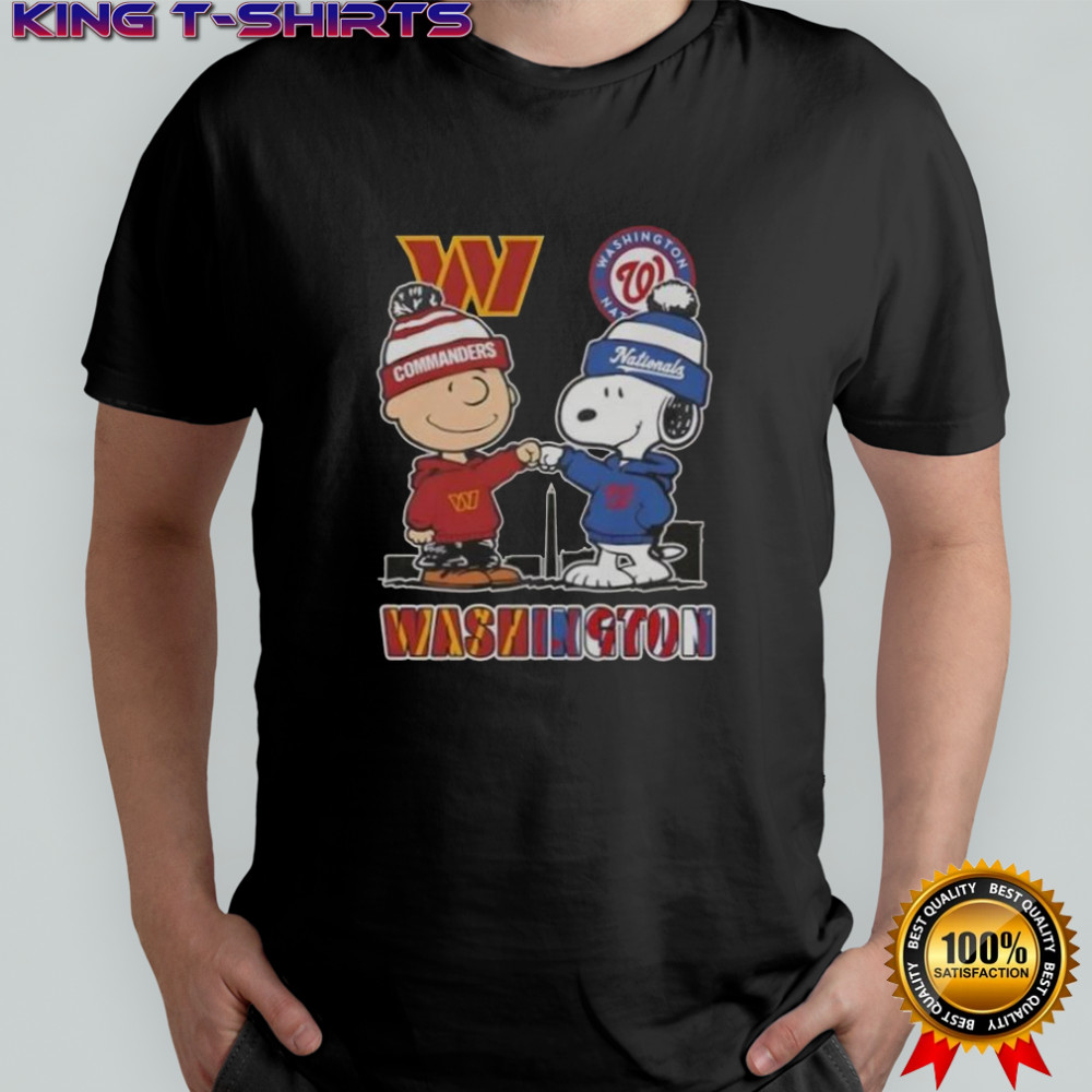 Snoopy And Charlie Brown Washington Sports Commanders X Nationals Skyline T-Shirt