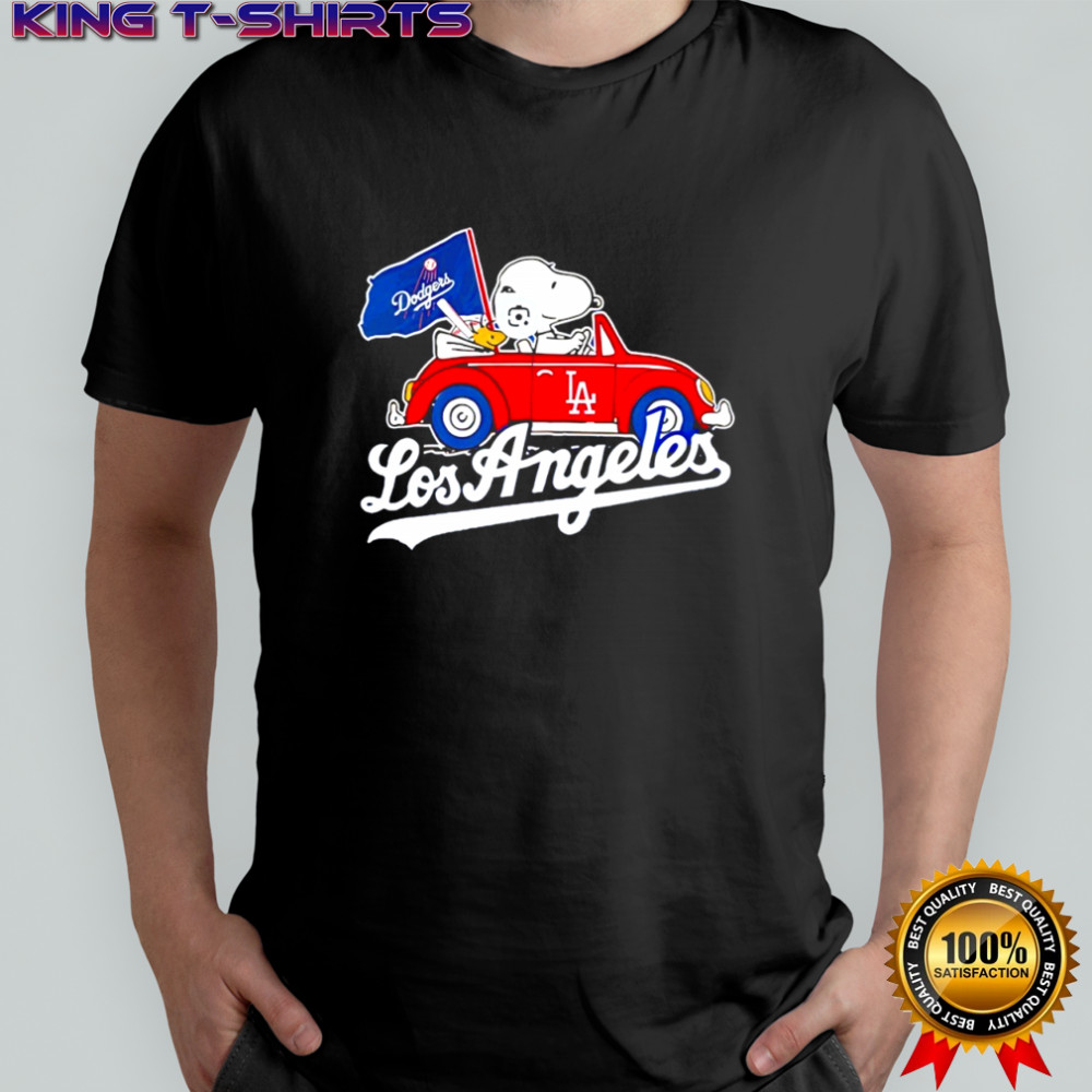 Snoopy and Woodstock driving car Los Angeles Dodgers shirt