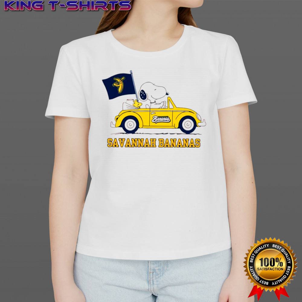 Snoopy and Woodstock x Savannah Bananas driving car shirt