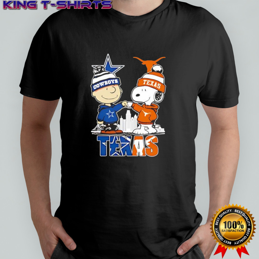 Snoopy & Charlie Brown fist bump Dallas Cowboys x Texas Longhorns shirt