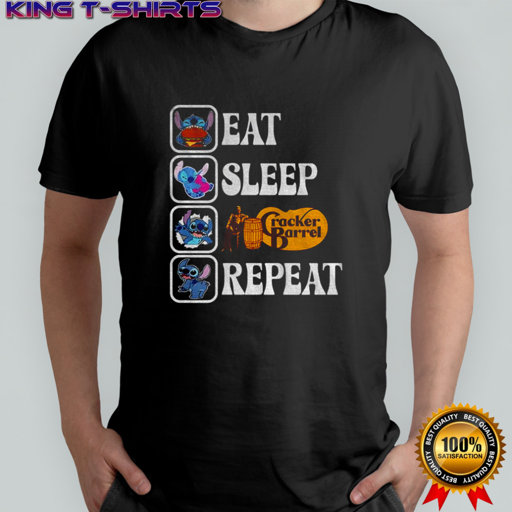 Stitch eat sleep Cracker Barrel repeat shirt