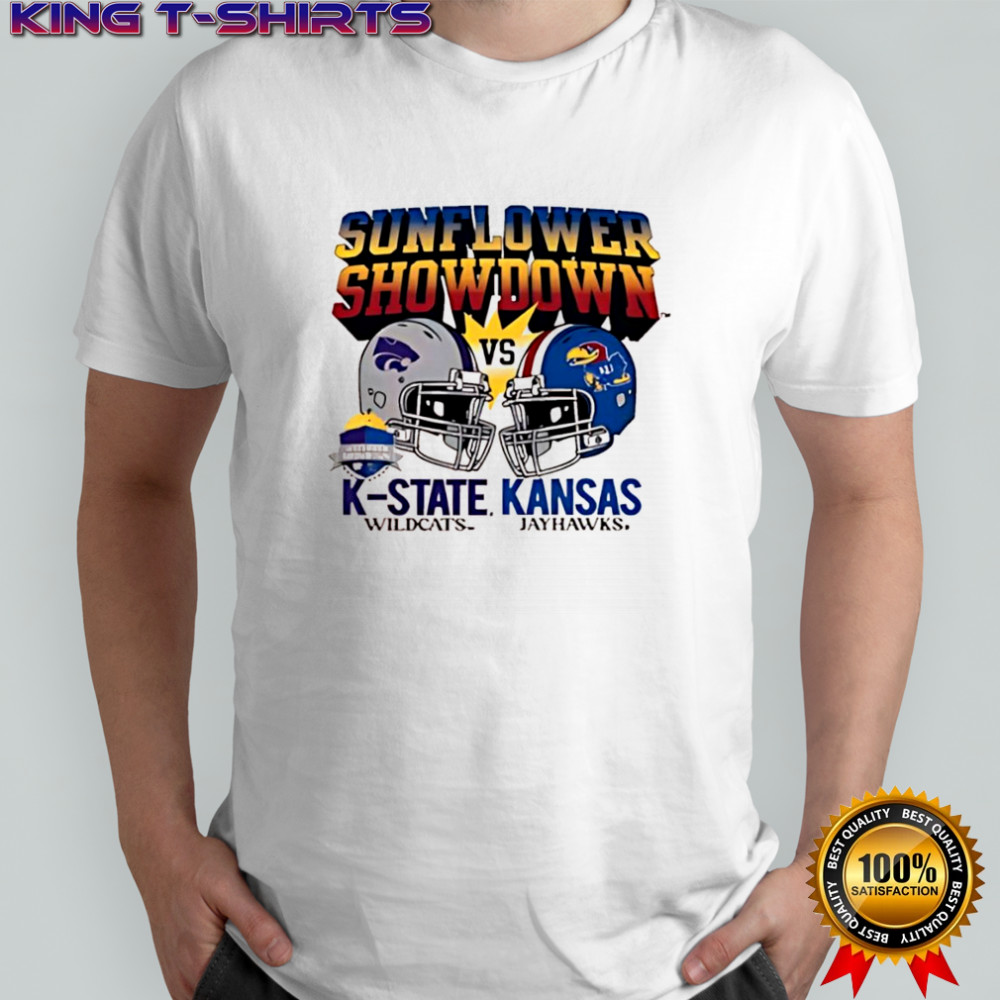 Sunflower Showdown Kansas State Wildcats and the Kansas Jayhawks football helmets shirt