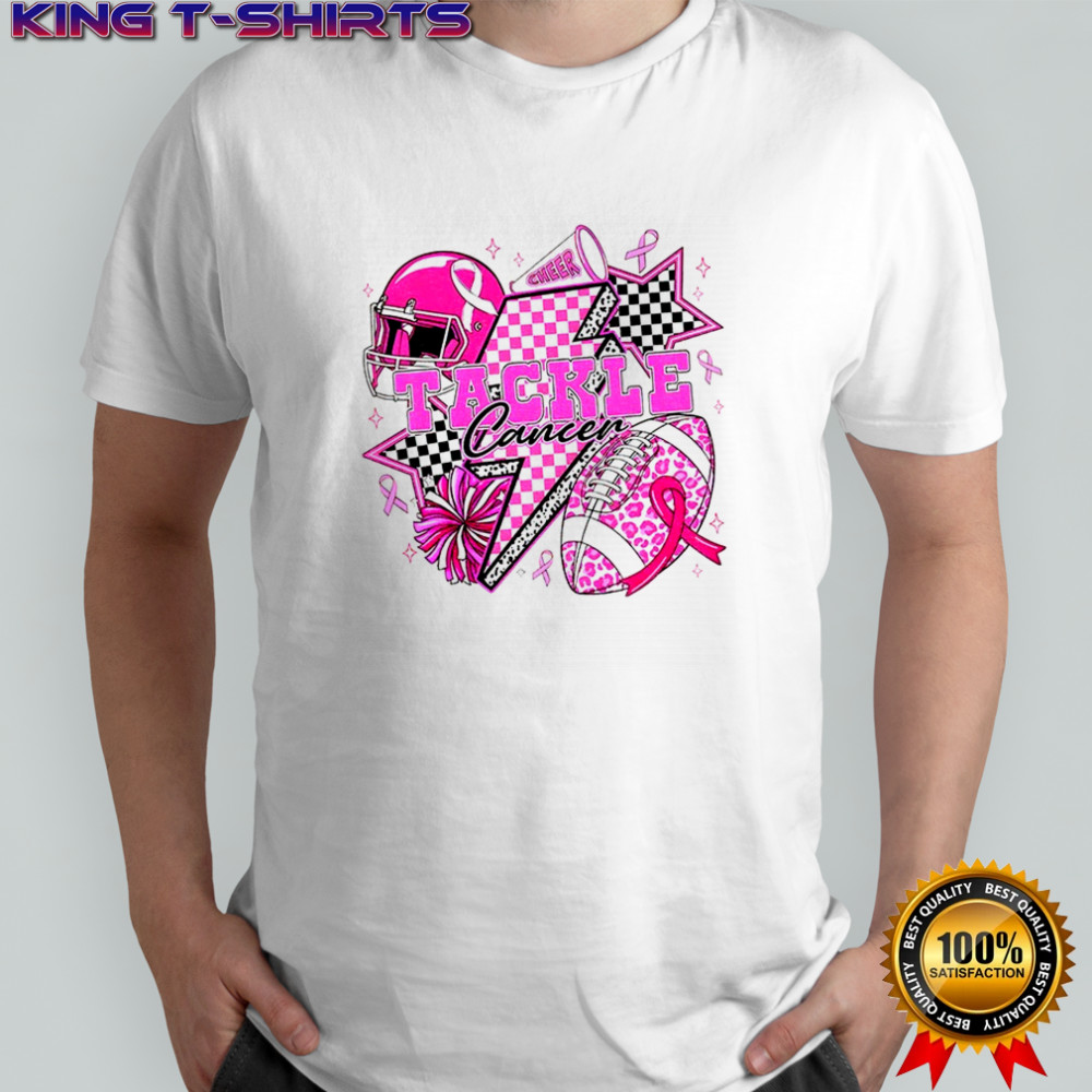 Tackle Cancer Pink Football Cheer Breast Cancer Awareness shirt