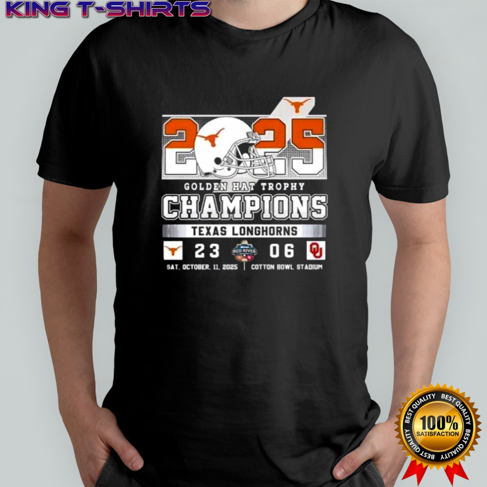 Texas Longhorns Golden Hat Trophy Champions 2025 Beat Oklahoma Sooners T-Shirt