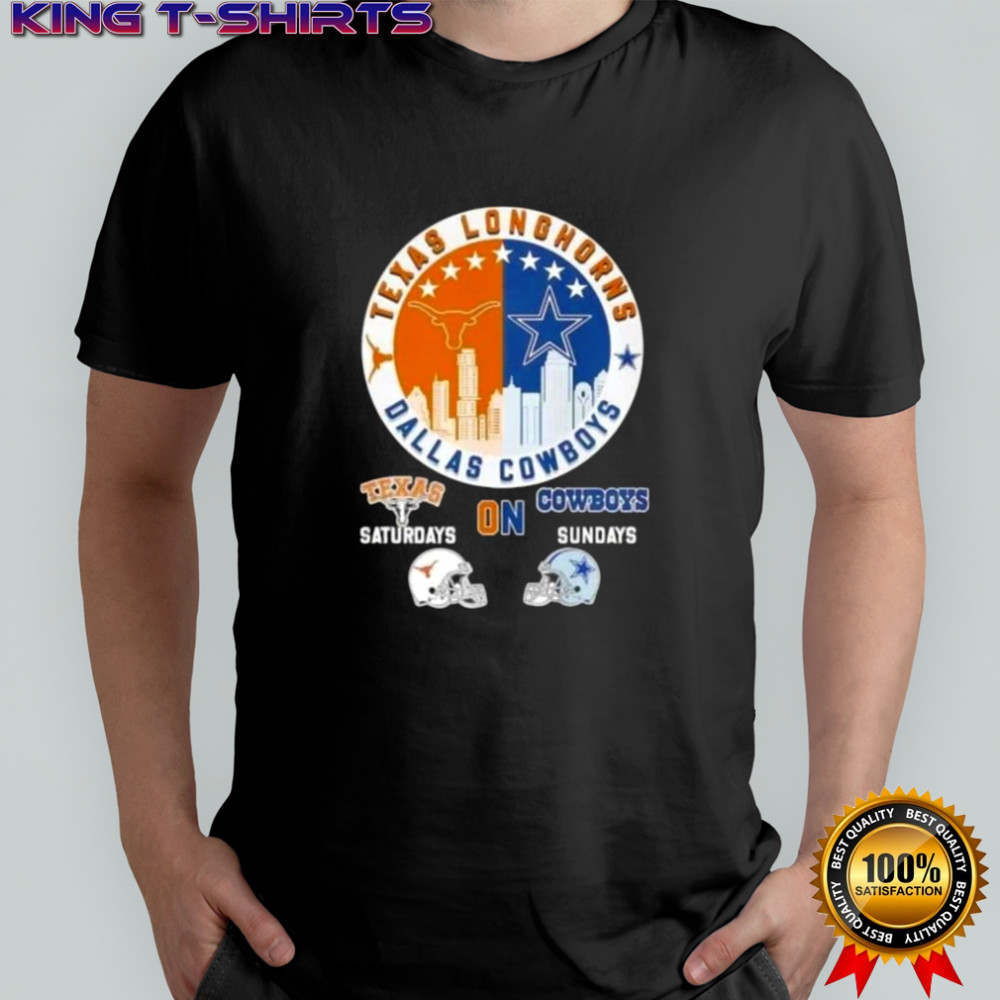 Texas Longhorns Saturdays On Dallas Cowboys Sundays Skyline T-Shirt