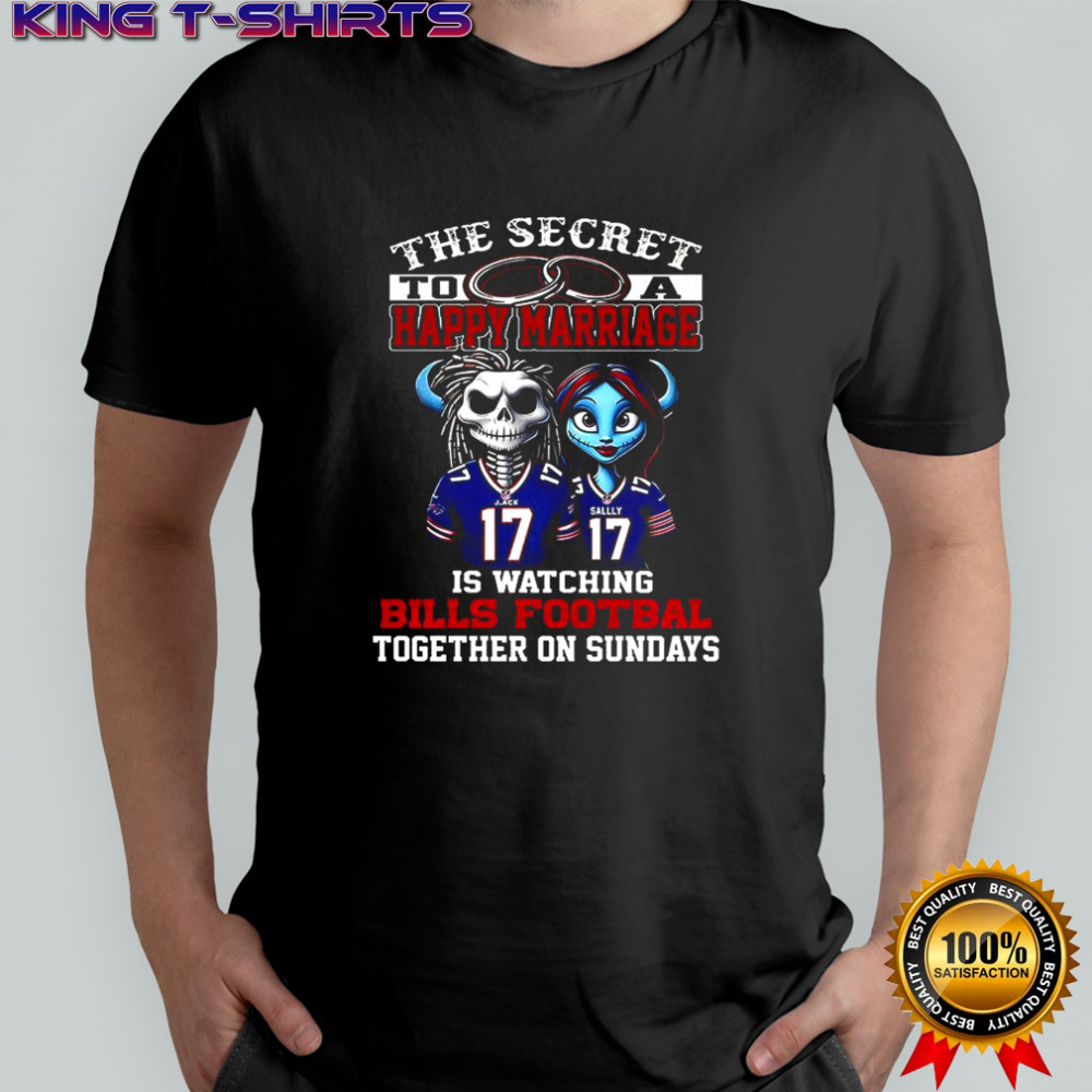 The secret to happy marriage to a is watching Bills football together on sundays Halloween shirt