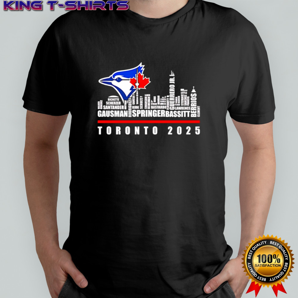 Toronto Blue Jays logo and skyline 2025 Gausman Springer Bassitt shirt