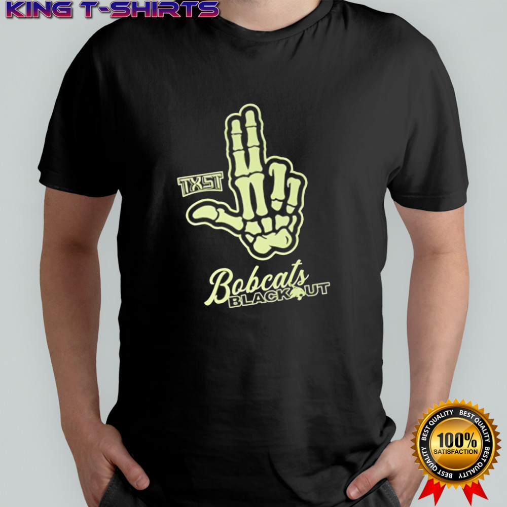 TXST Bobcats Blackout skeleton hand shirt
