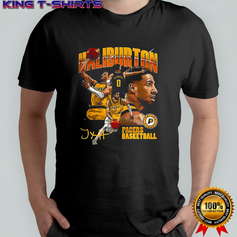 Tyrese Haliburton Indiana Pacers basletball player collage signature shirt