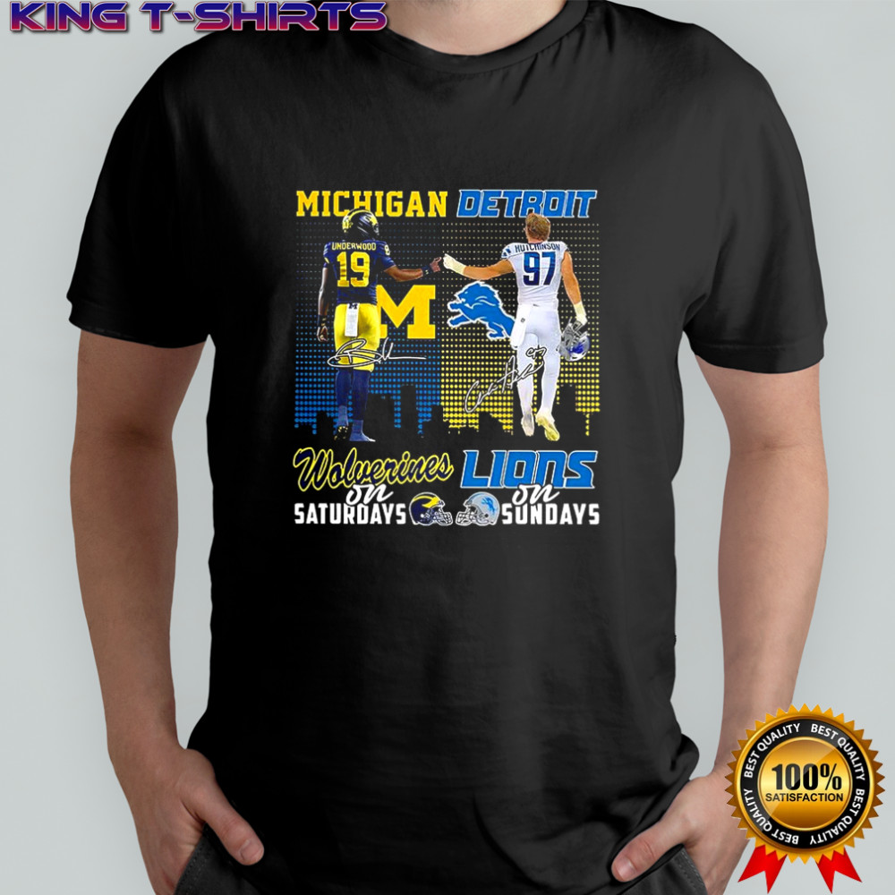 Underwood Wolverines on Saturdays and Aidan Hutchinson Lions on Sundays signature shirt