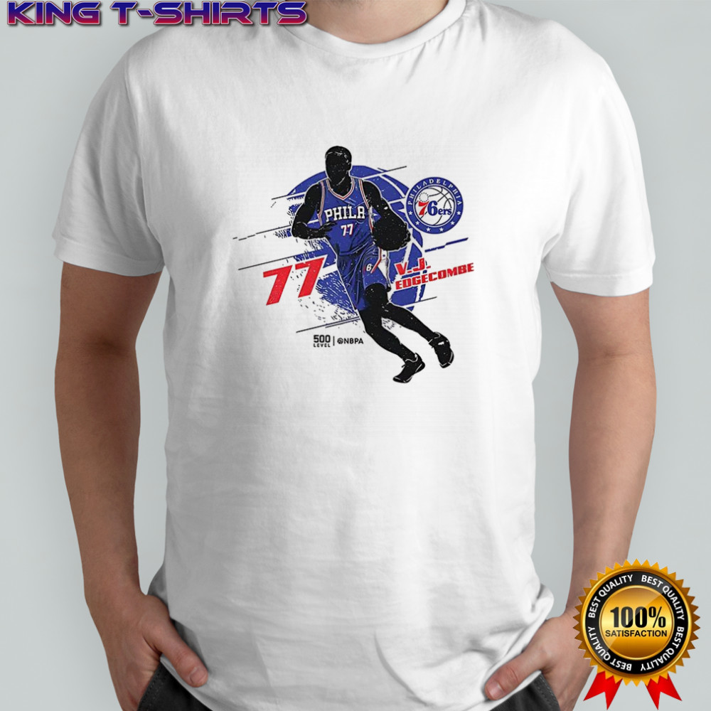 VJ Edgecombe Philadelphia 76ers NBA number 77 silhouette shirt