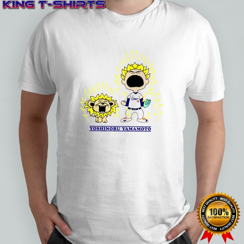 Yoshinobu Yamamoto x Charlie Brown Saiyan Dragon Ball Anime Los Angeles Dodgers MLB shirt