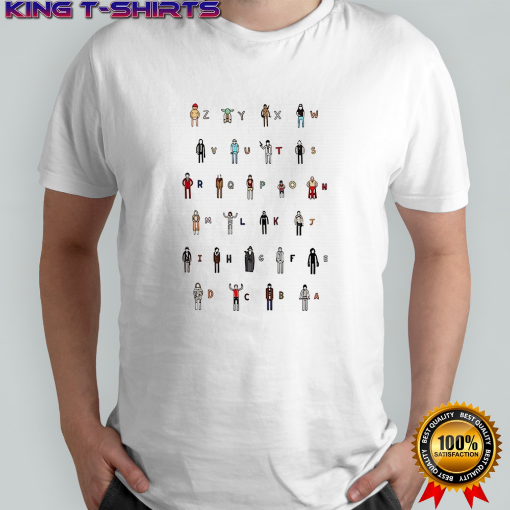 Z A movie characters alphabet shirt