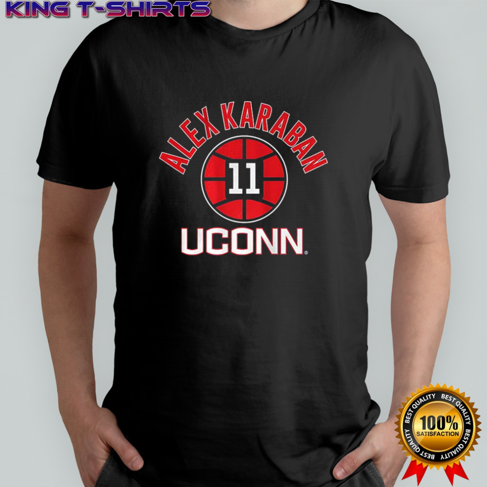 Alex Karaban UConn Huskies basketball name number 11 ball shirt
