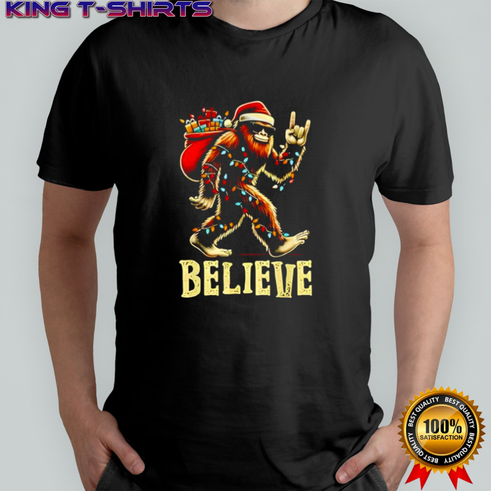 Bigfoot Believe Tree Xmas Shirt