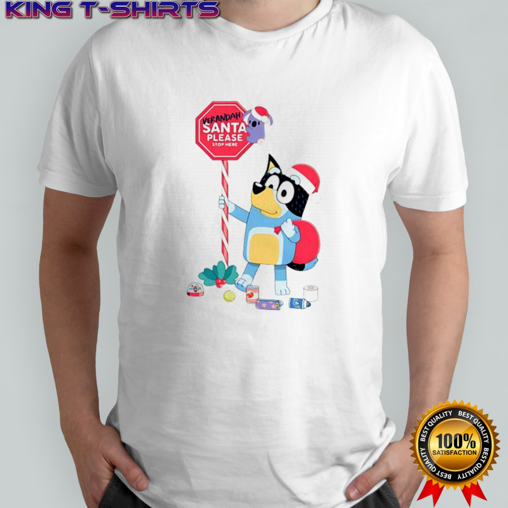 Bluey Adults Verandah Santa Please Stop Here shirt