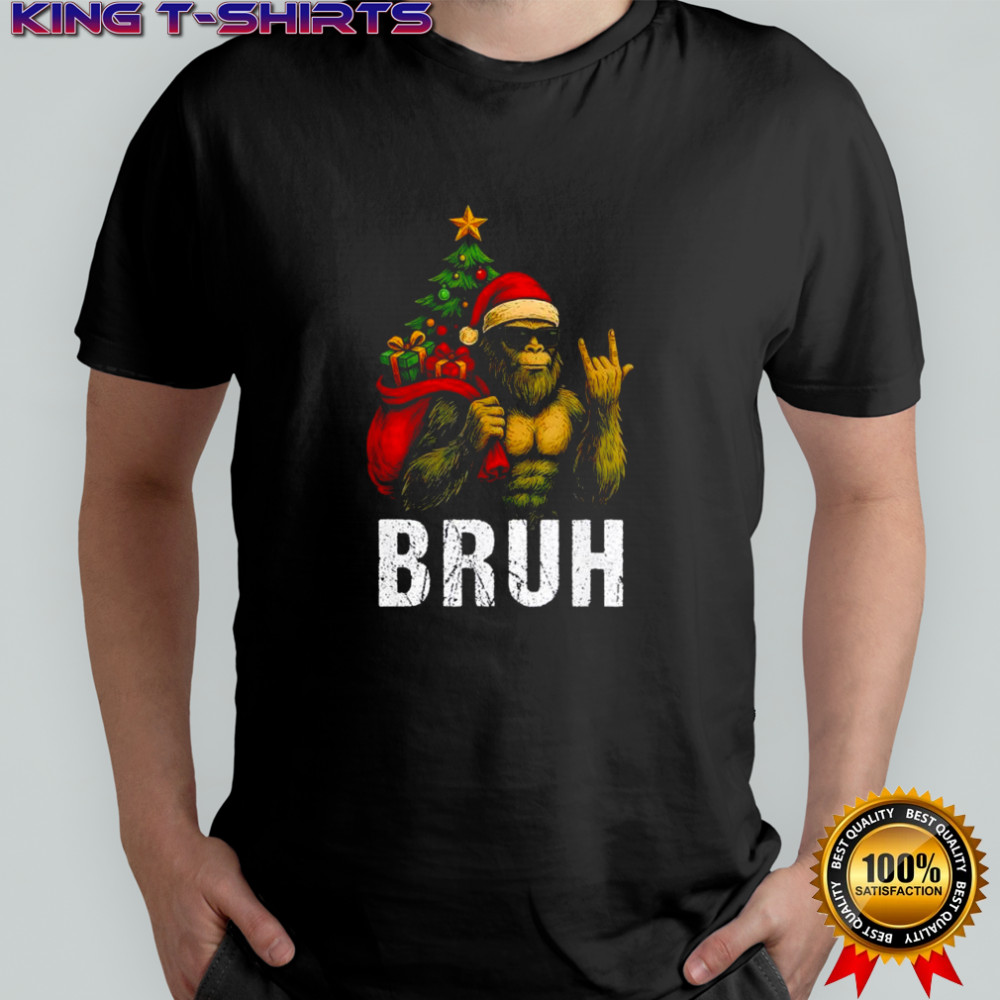 Bruh Bigfoot Christmas Funny Christmas Tree Xmas Sasquatch shirt