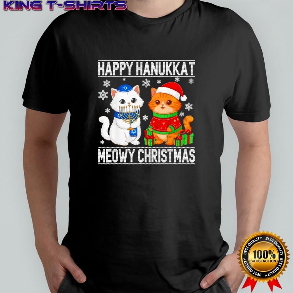 Cat Merry Christmas Happy Hanukkah shirt